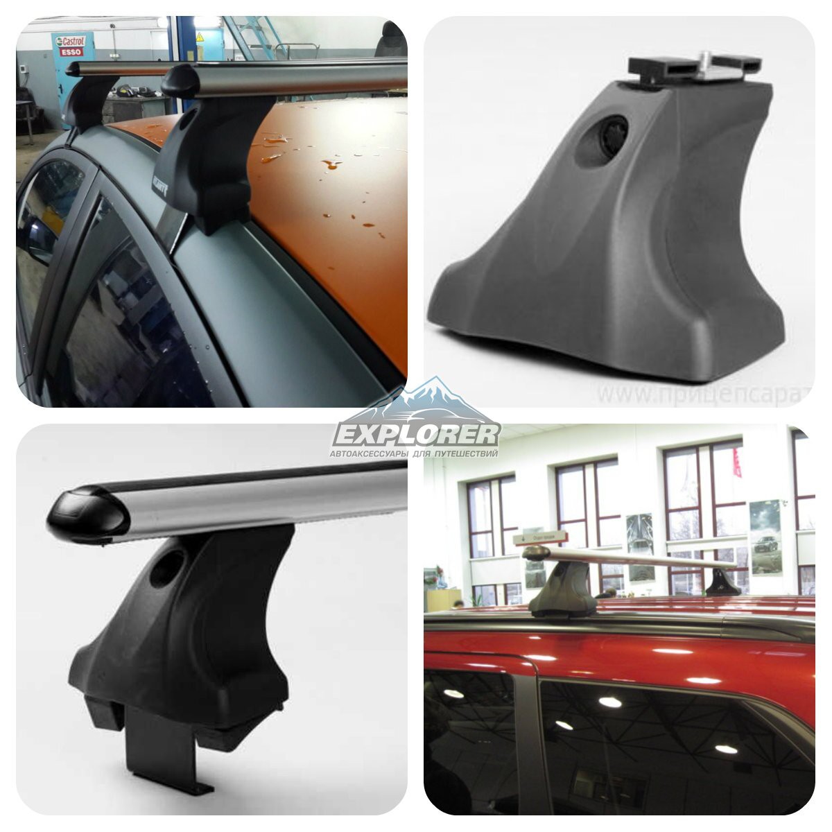 Багажник на крышу Атлант для Hyundai Santa Fe(5-dr SUV) инт.рейл., 12-... (аэродинамические дуги) 7002+8827+7149